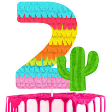 Mexican Piata 2nd Birthday Cake Topper - Perfect for a Boy or Girl Mexican-Themed Party Piata-Themed Party Anniversary or Baby Shower - Cactus