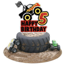 Groer LKW-Kuchenaufsatz Happy 5. Geburtstag  die perfekte Geburtstagsparty mit Auto-Motto oder Party-Dekoration mit LKW-Motto fr Jungen oder Md