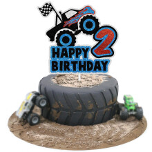 Tortenaufsatz Alles Gute zum Geburtstag mit Big Wheels Truck-Motiv  Geburtstagsparty mit Auto-Motto fr Jungen oder Mdchen oder Partydekoration