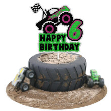 Tortenaufsatz Alles Gute zum Geburtstag mit Big Wheels Truck-Motiv  Geburtstagsparty mit Auto-Motto fr Jungen oder Mdchen oder Partydekoration