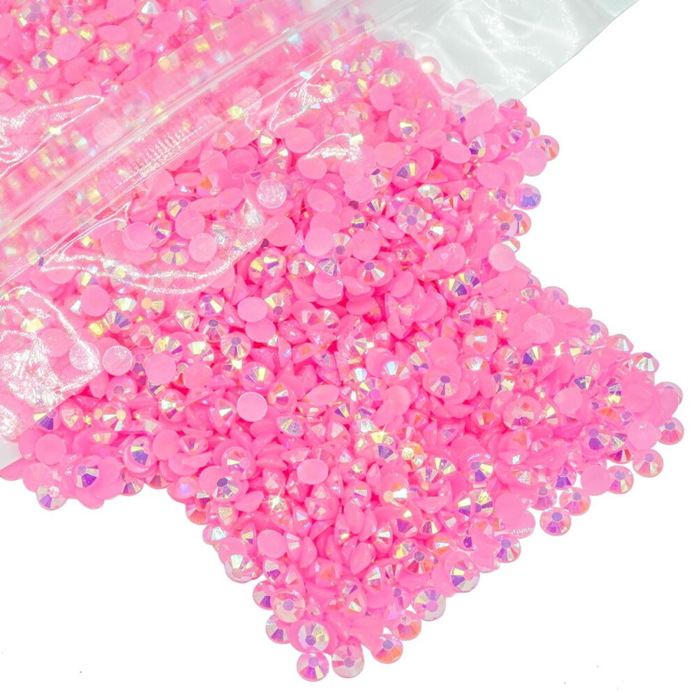 Qiipii Pink/Dark 8000Pcs 5Mm Ab Resin Rhinestones, Ab Flatback Jelly Resin Rhinestones Bulk Ss20 Non-Hotfix Stones Diamonds Crystals Gems Pack Fo