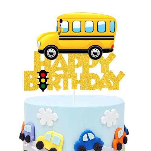 Glitter School Bus Tort Topper La mul?i