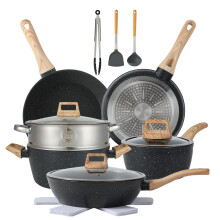 16PCS Pots and Pans Set Non Stick Cookware Set Nonstick with Cooking Set (black 16pieces)