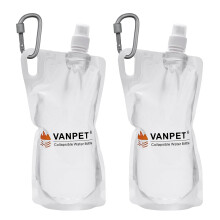 VANPET Filter Collapsible Water Bottles 1L Plastic Flasks Reusable Drink Bags Foldable Backpacking Water Bottle for Travel Camping Hiking (2)