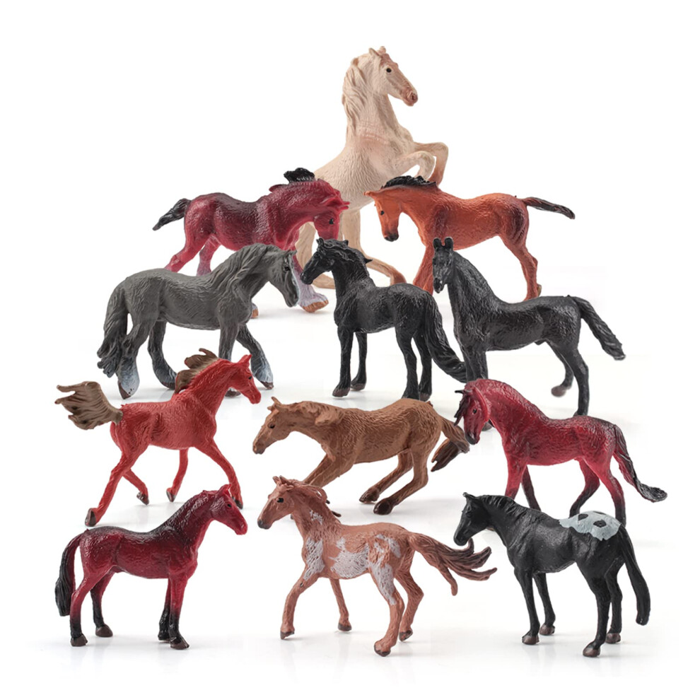 Wonwontoys 12pcs Realstic mini figurines figurines jouet palyset arabe cheval hanovre cheval Morgan talon modle solide salen