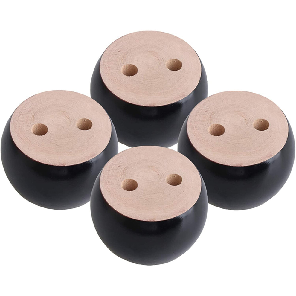 Metany 4PCS Black Wooden Round Furniture Bun Feet 2"""" Tall Replacement Solid Wood Furniture Legs Dresser Legs Sofa Cabinet Couch Replacement Legs-image-OPC-PHRFJMK-NEW