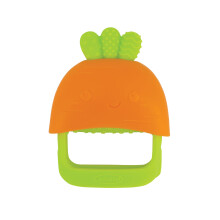Infantino Handy Dandy Teething Mitt - Zachte siliconen bijtring voor baby's Ontwikkelt grijpvaardigheden Gemakkelijk schoon te maken Oranje Worte