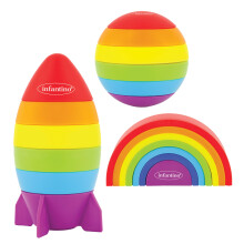 Infantino Imagination Stackers Playset Rainbow Stacker Rocket Stacker Stacker per bambini 12m+ set da 3 in stile 19 pezzi