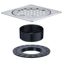 UNI-DRAIN Shower Drain Square 4 Inch with Flange Drain Grate Kit Replacement 304 Stainless Steel Compatible with Schluter Systems kerdi Shower D