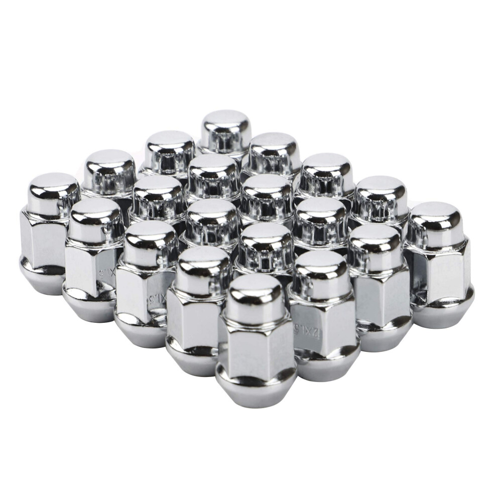 12X1.5 Wheel Lug Nuts 20Pcs Chrome 12Mmx1.5 Closed End Bulge Acorn Lug Nut Cone Seat 19Mm Hex Aftermarket Wheels 778836658664