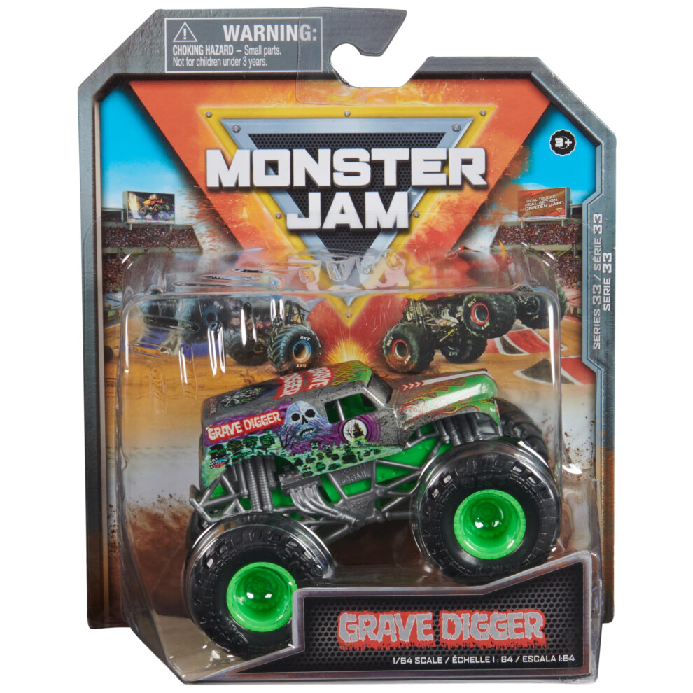 Monster Jam  Official Grave Digger Monster Truck  Die-Cast Vehicle  1:64 Scale  Kids Toys for Boys Ages 3 and up-image-OPC-PHRFJYT-NEW