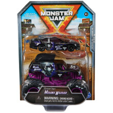 Monster Jam Official 1:64 Scale Diecast 2-Pack Monster Truck and Race Car Series 4 Mohawk Warrior, Purple