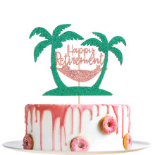 Rose Gold Glitter Happy Retirement Cake Topper Virallinen eläkkeelle jääneiden kakkusisustus - Eläkeläisjuhlien koristelutarvikkeet
