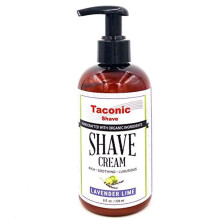Taconic Shave, Naturlig Rakkräm - Lavendel Lime - Ultra-Rik Formel - Rakkräm för Män & Kvinnor - 8 oz Pumpflaska