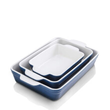 KOOV Bakvormenset Keramische ovenschalenset Rechthoekige braadpanschotelset lasagnepan Bakpannenset voor het koken van taartdiner Keuken 9 x 13 i