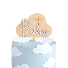 Muweol Hello Baby Topper pentru tort din lemn - Cloud tematica pentru copii pentru copii tort topper
