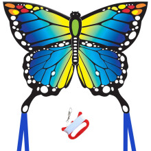 Grande aquilone farfalla per bambini e audlts 120x95 cm con code lunghe facili da montare e volare per una maniglia per principianti con una maniglia