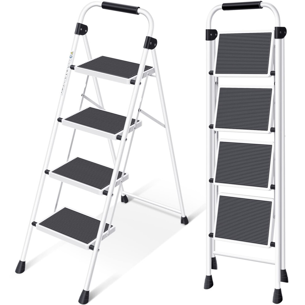 Kingrack Step Ladder 4 Step Folding Step Stool For Adults With Handrails Heavy Duty Steel Sturdy Lightweight Collapsible Portable Step Ladder Wit 785856601440