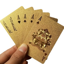 SFALCI Spielkartendeck aus 24-Karat-Goldfolie perfekt fr praktische Poker-Witze und Partygeschenke. Weihnachten, Halloween, Erntedankfest (Golden-