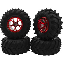 Hircqoo 4.72''od gummidäck och hjulkant 12mm hex nav kompatibel med Redcat Volcano Traxxas Rustler HPI HSP Tamiya överskrider Himoto 1/10 off-roa