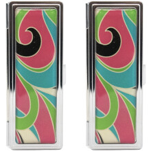 Stephanie Imports Set of 2 Rectangular Vintage Lipstick Cases With Glass Mirror (Retro Color Medley)