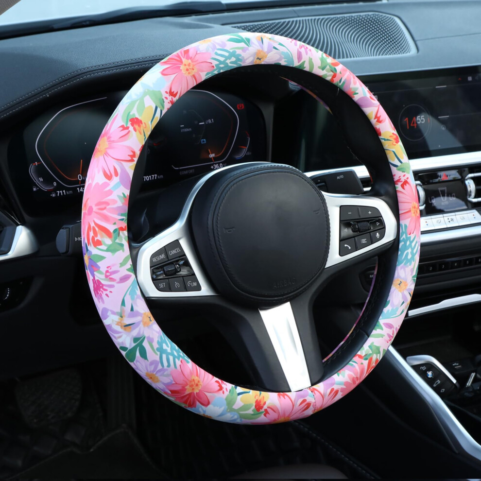 Magic Witch Steering Wheel Cover Auto Steering Wheel Protector Anti-Slip Breathable Absorbing Sweat Universal Car Accessories 14.5-15 Inch Fi 789616272949