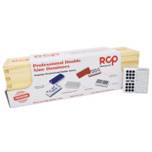 RCP PRODUCTS Dominos Set for Adults - Professional Double 9 Dominoes Set of 55 Tiles for Adults, Metal Spinner, Classic and Travel Board Game with Woo