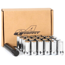 Gasupply 24pcs 14x1.5 piuli?e de bagura 2inch 50mm nchis cu capat de tuner de ghinda cu nuci cromate 7 ac?ionare spline pentru ro?i de pia?a de