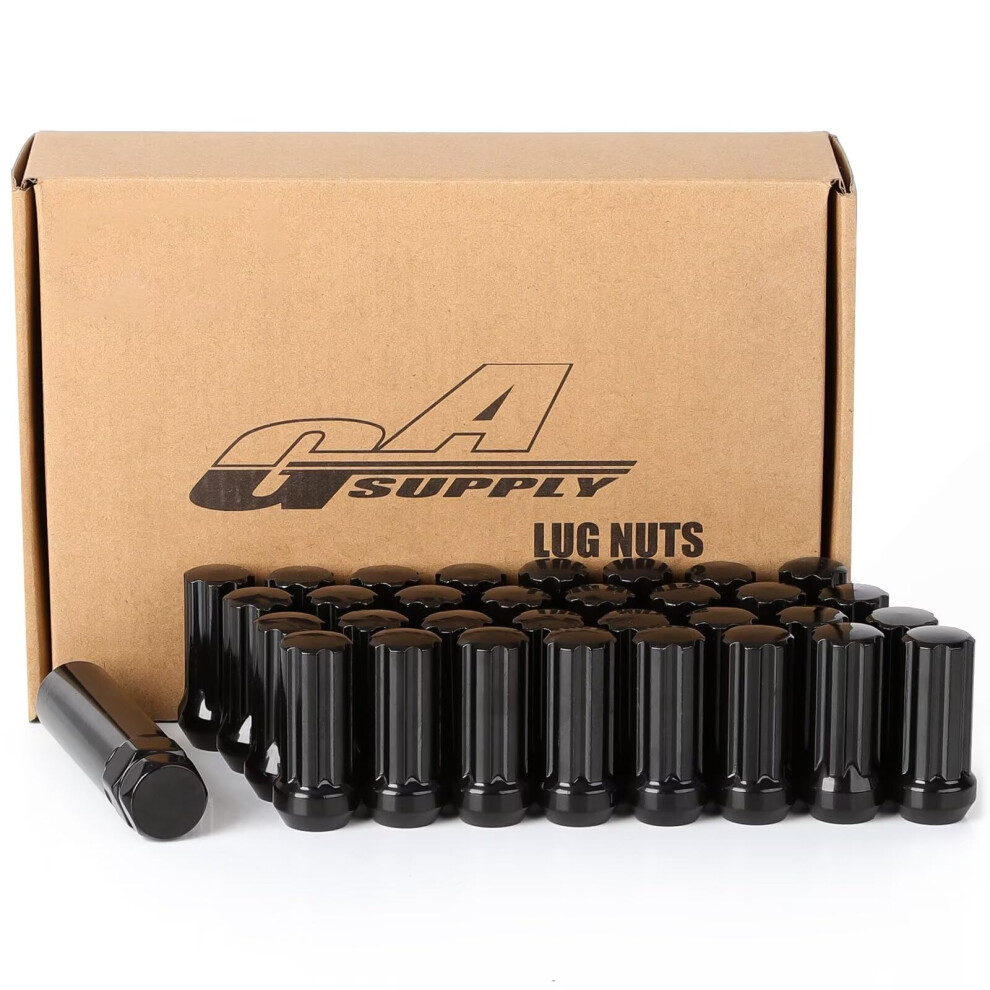 Gasupply 14X2 Lug Nuts 32Pcs M14x2.0 Spline Lug Nuts Closed End Drive Tuner Acorn 2"""" 50Mm Tall For Aftermarket Wheel Nuts With 1 Key Black 792332916752
