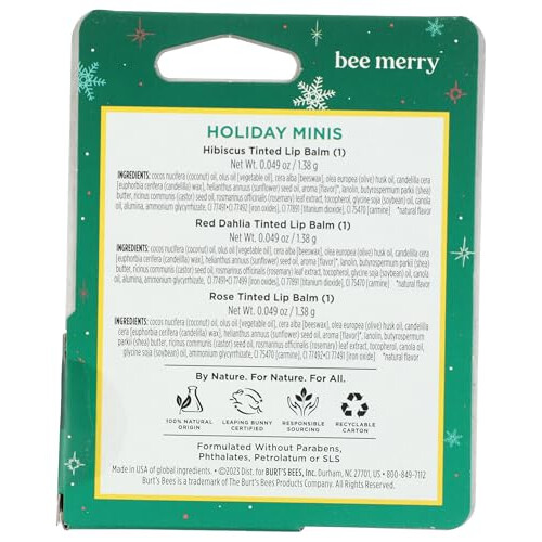 Burt's Bees Burts abees holiday minis lvres baum 3 comptes 1 ea 1