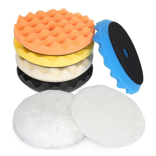 Autolock 5 Polegadas Almofadas de Polimento de Polimento 7 Pcs 5'' Waffle Foam Buffing Pad Kit de Almofada de L para 5 em Placa de Apoio Polidor