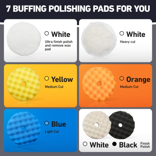 Autolock 5 Polegadas Almofadas de Polimento de Polimento 7 Pcs 5'' Waffle Foam Buffing Pad Kit de Almofada de L para 5 em Placa de Apoio Polidor 1