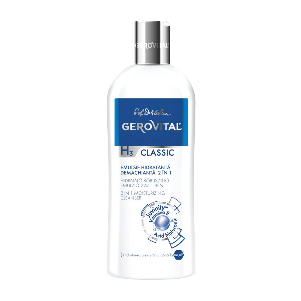 Gerovital Classic Moisturizing Facial Cleanser With Hyaluronic Acid Juvinity And Vitamin E For Facial Makeup And Eye Makeup Removal Skin Hydr