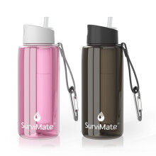 Sopravvissuta bottiglia d'acqua purificata per lo zaino in giunzione in campeggio e viaggiare BPA gratis con paglia da filtro intergrato a 5 stadi