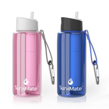 Sopravvissuta bottiglia d'acqua purificata per lo zaino in giunzione in campeggio e viaggiare BPA gratis con paglia da filtro intergrato a 5 stadi