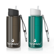 Sopravvissuta bottiglia d'acqua purificata per lo zaino in giunzione in campeggio e viaggiare BPA gratis con paglia da filtro intergrato a 5 stadi