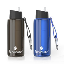 Sopravvissuta bottiglia d'acqua purificata per lo zaino in giunzione in campeggio e viaggiare BPA gratis con paglia da filtro intergrato a 5 stadi