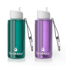 Sopravvissuta bottiglia d'acqua purificata per lo zaino in giunzione in campeggio e viaggiare BPA gratis con paglia da filtro intergrato a 5 stadi