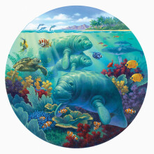 SUNSOUT INC  Manatee Beach  500-teiliges rundes Puzzle von Knstler: Corbert Gauthier  fertige Gre 19,5 Zoll Rd  MPN-Nr. 55968