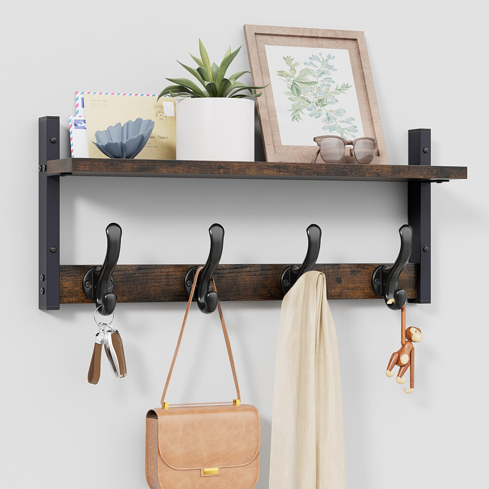 Tatub 16"""" Rustic Coat Rack Wall Mount with Shelf  Wall Hooks with Shelf  Heavy Duty Entryway Organizer Hangers for Hanging  Hat  Bag  Jacket for-image-OPC-PHRFPHS-NEW