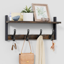 Tatub 20"""" Rustic Coat Rack Wall Mount with Shelf Wall Hooks with Shelf Heavy Duty Entryway Organizer Hangers for Hanging Hat Bag Jacket for