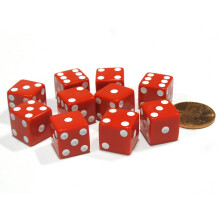 Koplow Games Set mit 10 sechsseitigen quadratischen D6-Wrfeln mit 12 mm Durchmesser, Rot