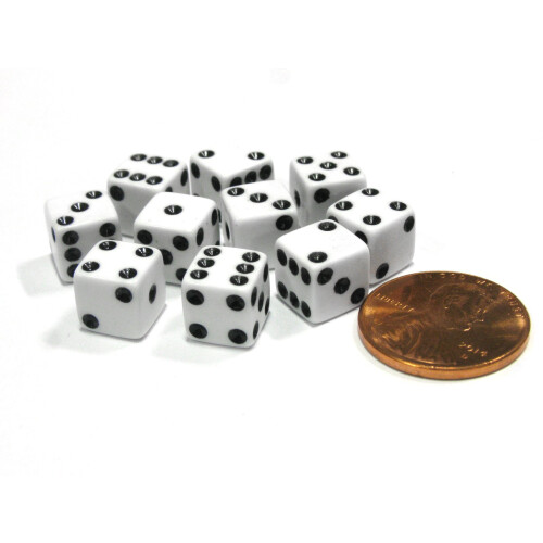 Ensemble de 10 dés D6 carrés 8mm blancs avec points noirs de Koplow Games