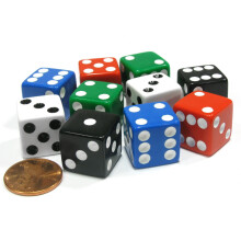 Koplow Games Set mit 10 sechsseitigen quadratischen 16 mm D6-Wrfeln  je 2 in Rot, Wei, Blau, Grn, Schwarz