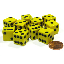 Koplow Games Set mit 10 sechsseitigen D6 16 mm Standardwrfeln, Gelb