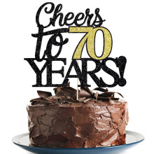 Klionjor Happy 70th Birthday Cake Topper Cheers to 70 Years Birthday Cake Pick 70 Fabulous Cake Decoration for Happy Birthday Anniversary Party C