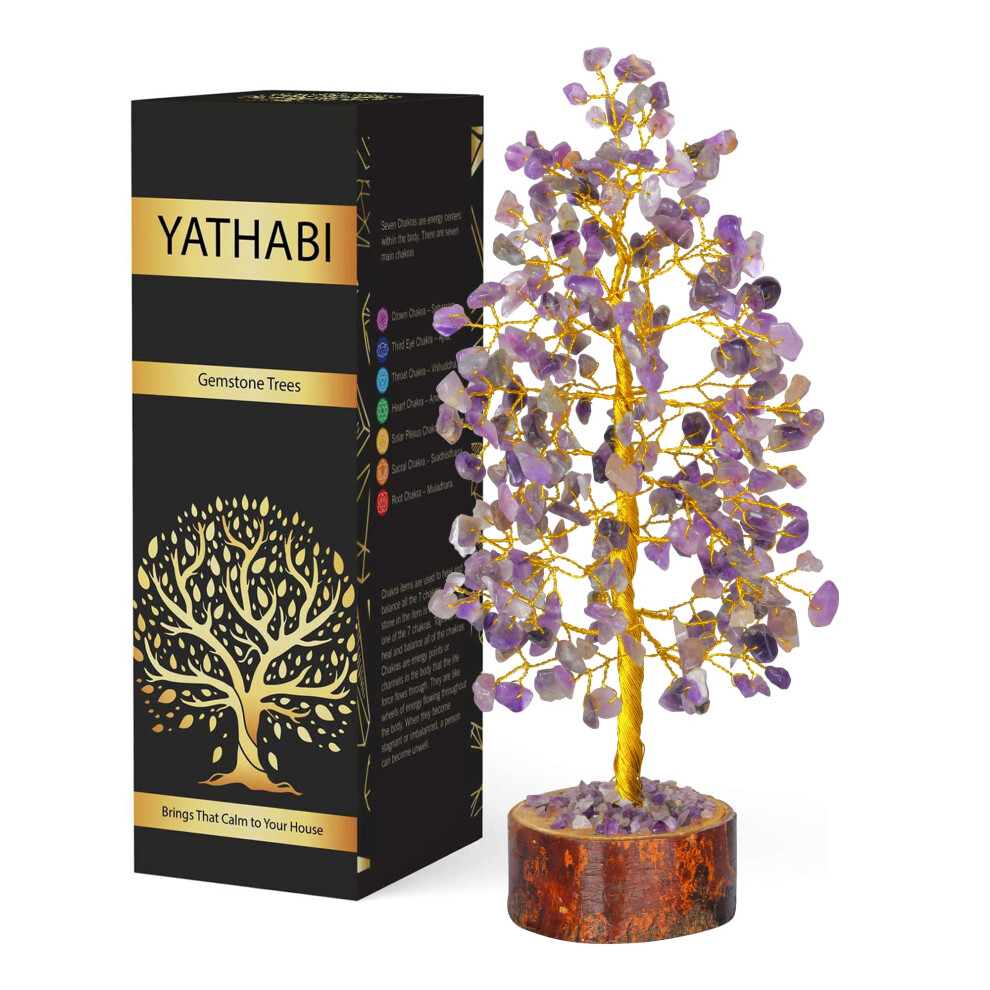 Ife Decor - Gem Tree - Amythestyst Crystals - Dcor Spirituel - Crystal Money Tree - Feng Shui - Good Luck Gifts - Chakra Stones - Positive Enrgy-image