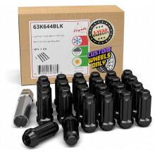 Piese de accesorii pentru ro?i 24 buc M12x1.25 12x1.25 Camion cu filet 2.00 """" LUG LUG LUG LUG NUTS BLACK Chrome 6 Spline Hex se potrive?te Nissa