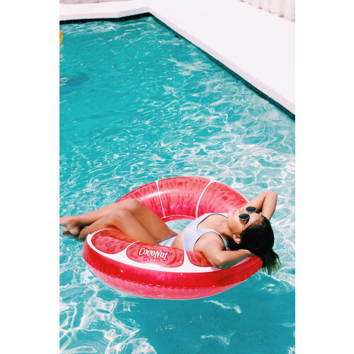 Coconut Float: Pink Grapefruit Glitter - 42"""" Pool Float Ring Inflatable Anti-Leak Durable Party Water Accessory 2