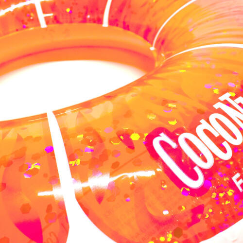 Coconut Float: Pink Grapefruit Glitter - 42"""" Pool Float Ring Inflatable Anti-Leak Durable Party Water Accessory 1